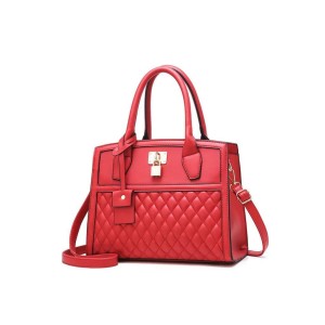 Lock Tote Handbags - Red