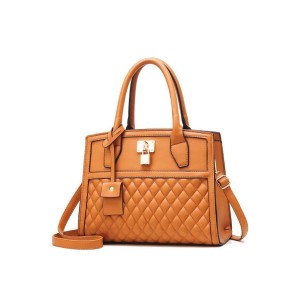 Lock Tote Handbags - Brown