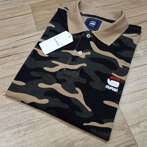 G-star Raw New Men's Exclusive Premium Quality Stylish Camouflage Army Print Polo T-shirt (black & Brown)