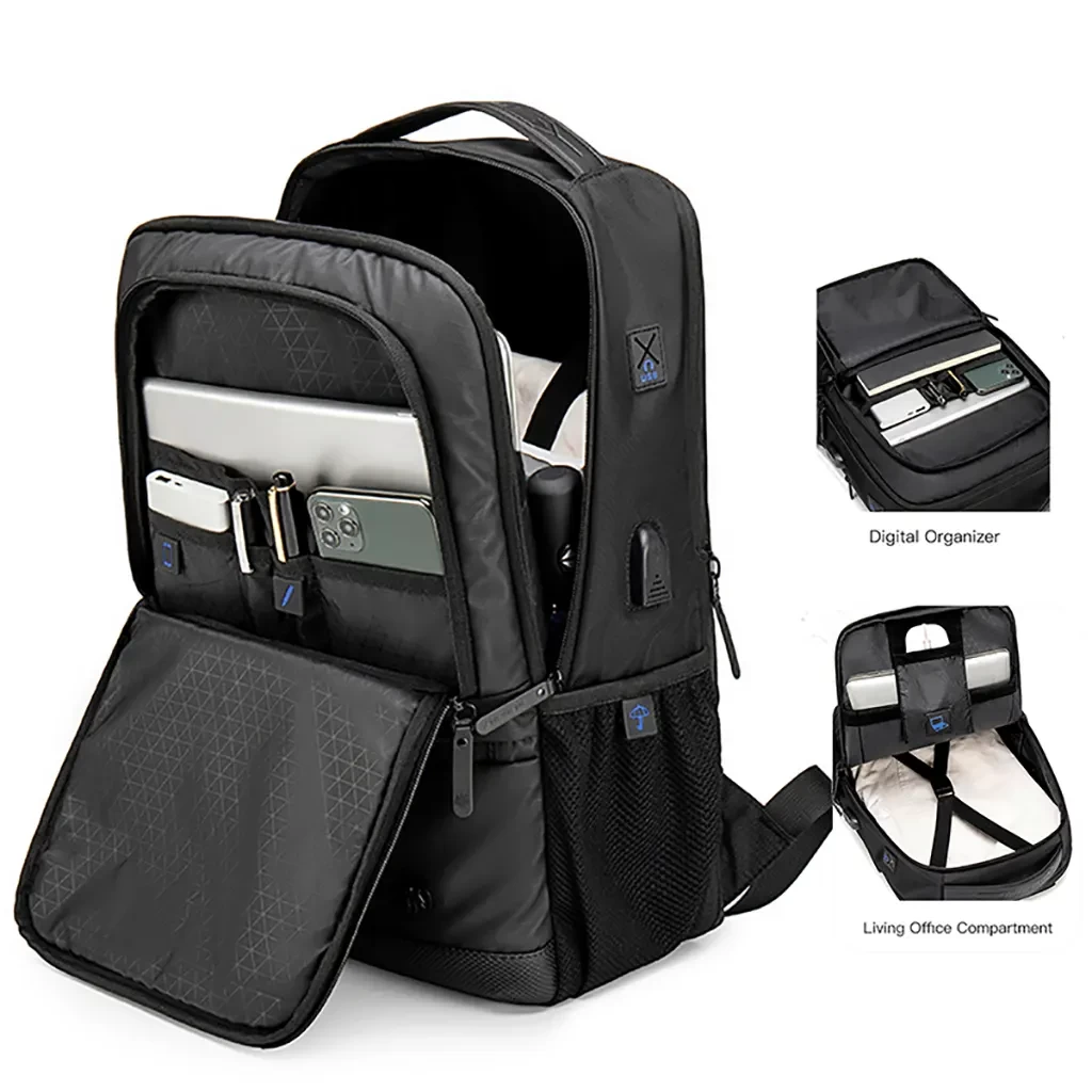 Golden Wolf GB00402 Laptop &Travel Backpack Black - ETCT